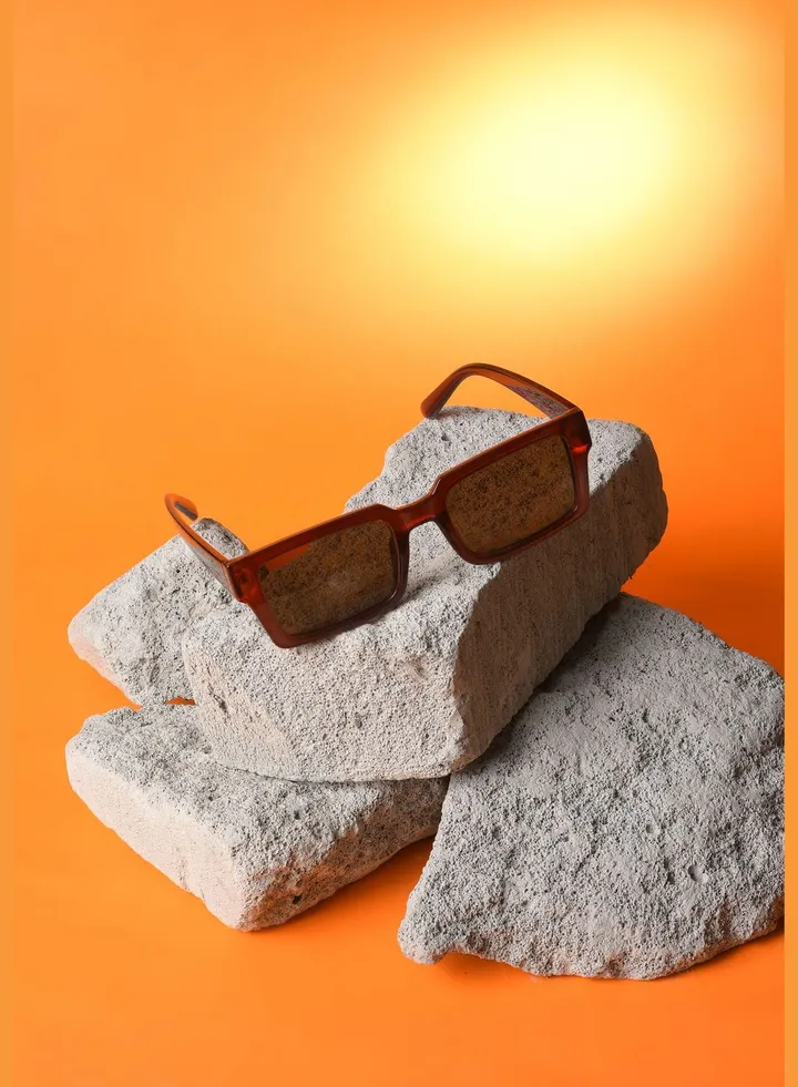 Women Brown Lens Brown Rectangle Sunglasses