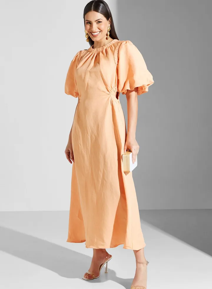 Ruffle Sleeve Pocket Detail Dress
