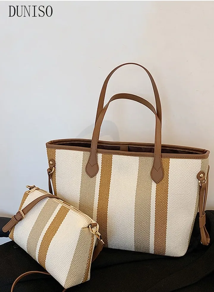 Women's Fashion Shoulder Tote Bag Faux Leather Crossbody Bag Set For Women Large Capacity Bucket Bag Fashionable Travel Messenger Shoulder Bag For Ladies