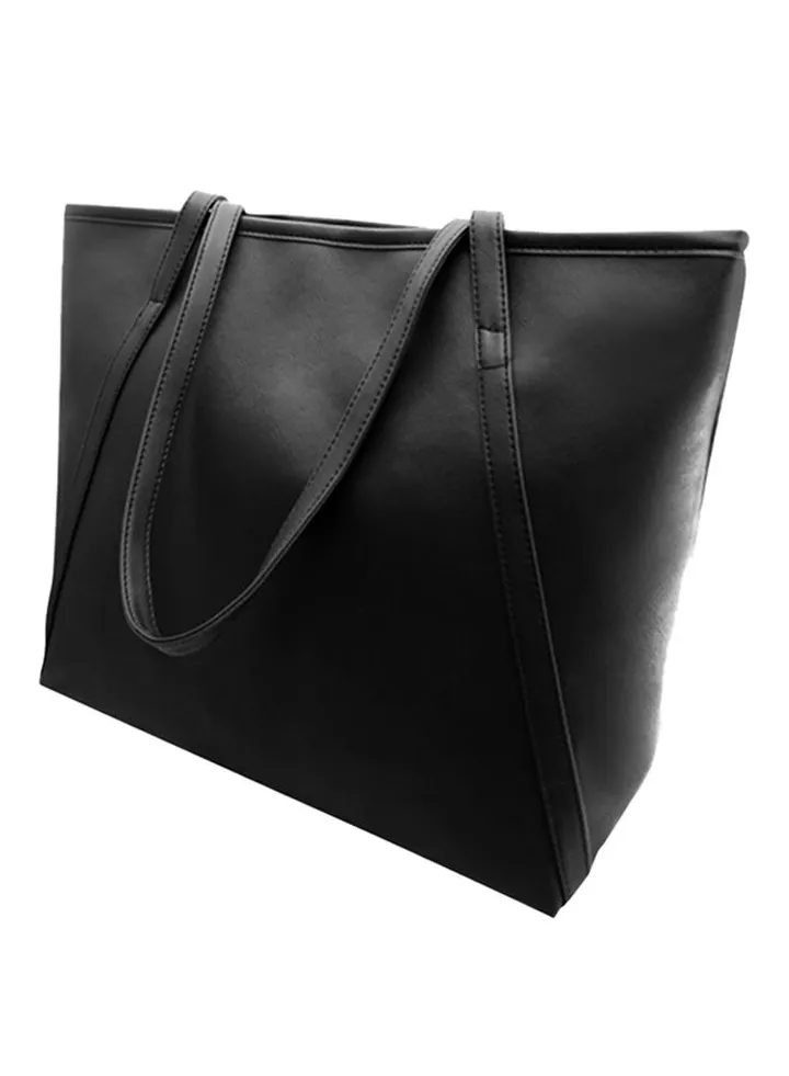 Faux Leather Tote Bag Black