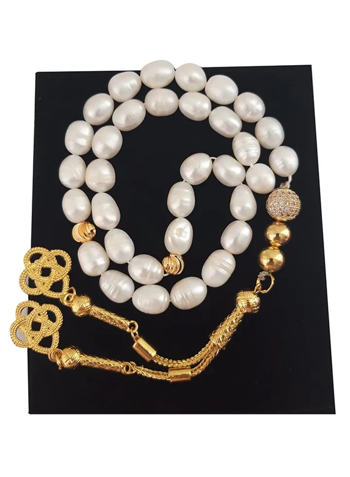 Natural Pearl And Zircon Prayer Beads