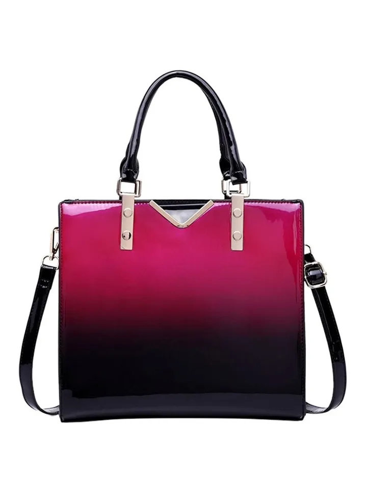 Patent Tote Bag Purple/Black