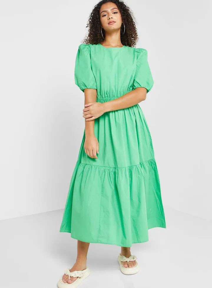 Puff Sleeve Tiered Dress