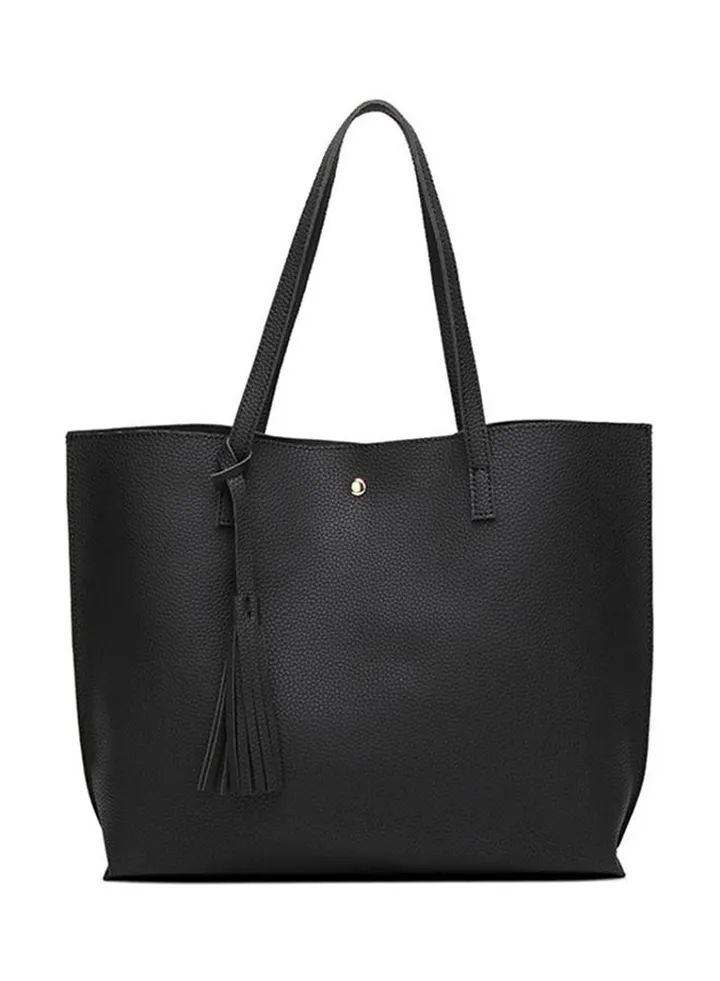 Faux Leather Tote Black