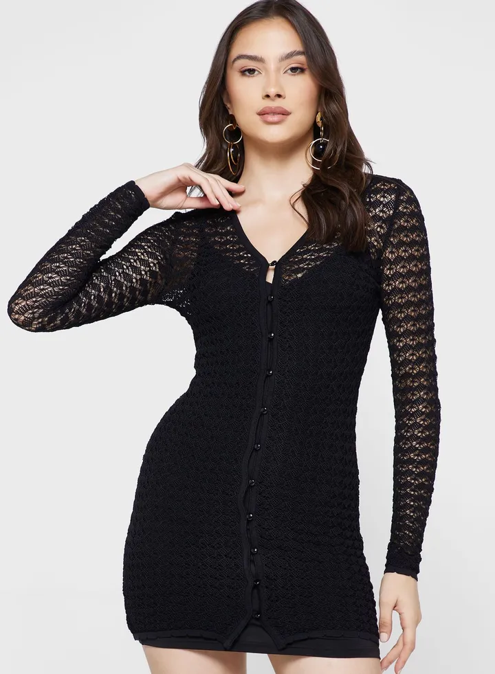 Balloon Sleeve Bodycon Dress