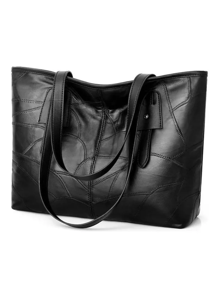 Fashionable Textured Tote Black