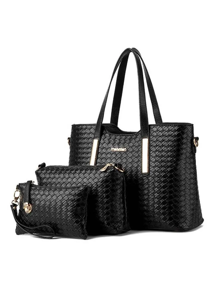 3-Piece Tote Bag Set Black