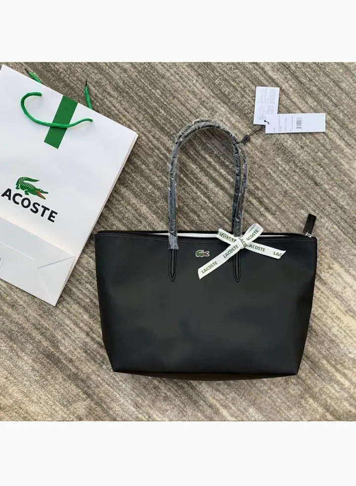 Lacoste large leather tote shoulder bag for women
