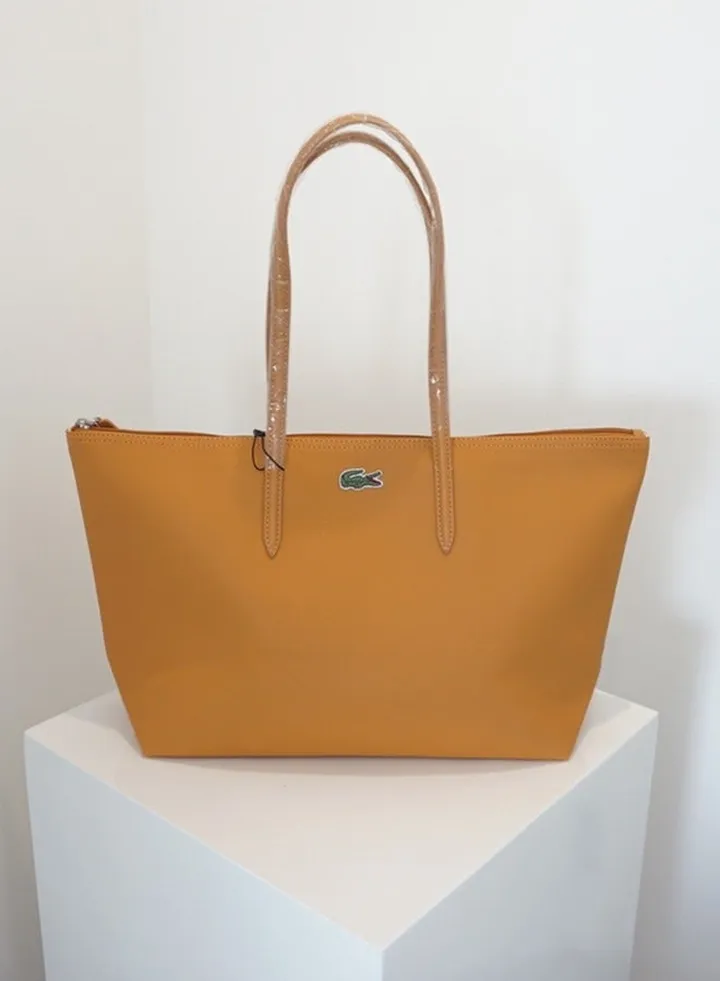 LACOSTE Travel Bag Tote Bag Large capacity commuter tote bag sober and stylish Travel Bag yellowish-brown 45cm * 28cm * 10cm