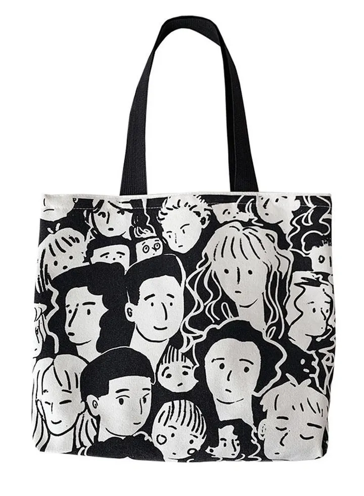 Canvas Tote Bag White/Black