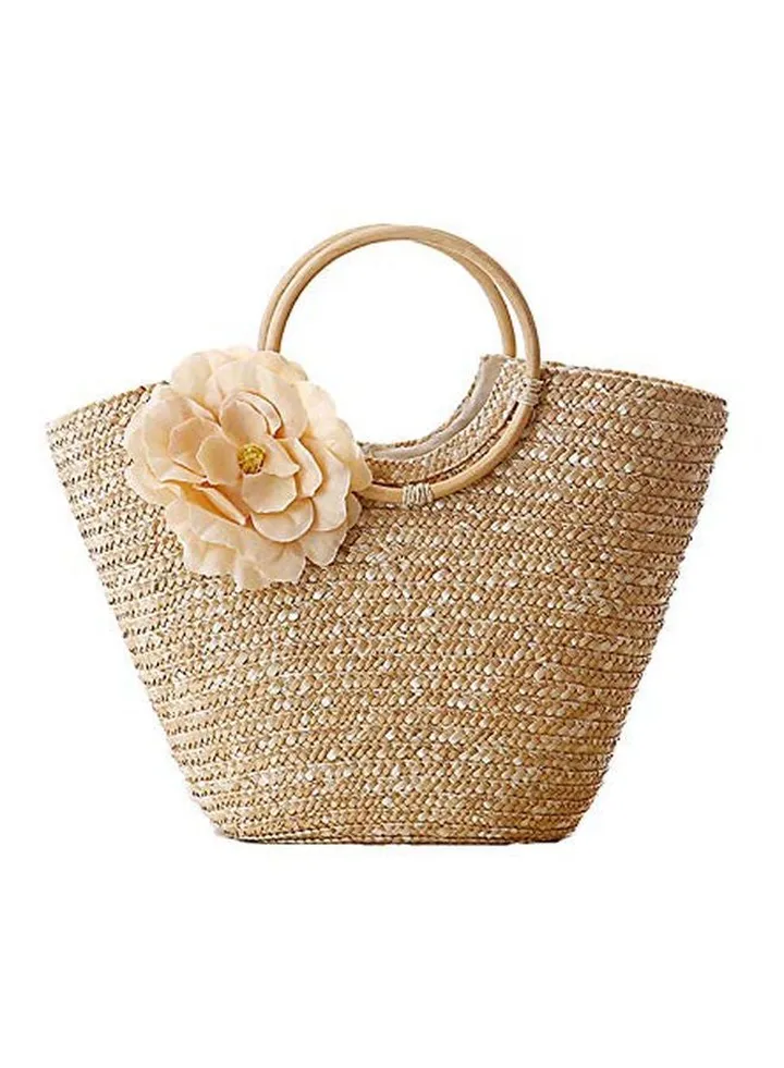 Woven Tote Bag Beige