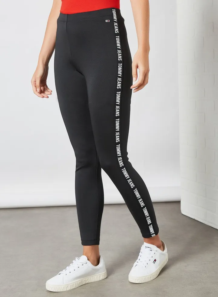 Logo Tape Leggings Black