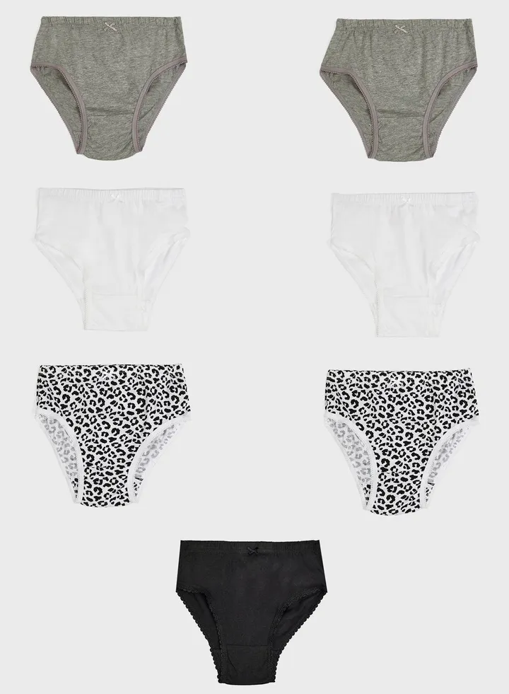 Pack Of 7 Printed Girls Brief