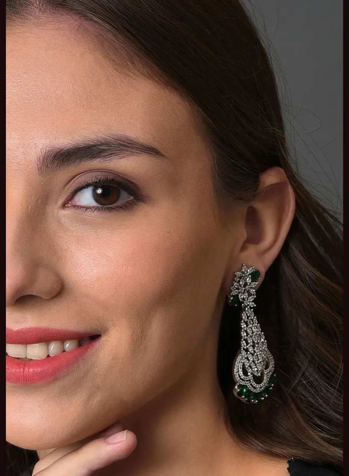 American Diamond Silver Plated Earring