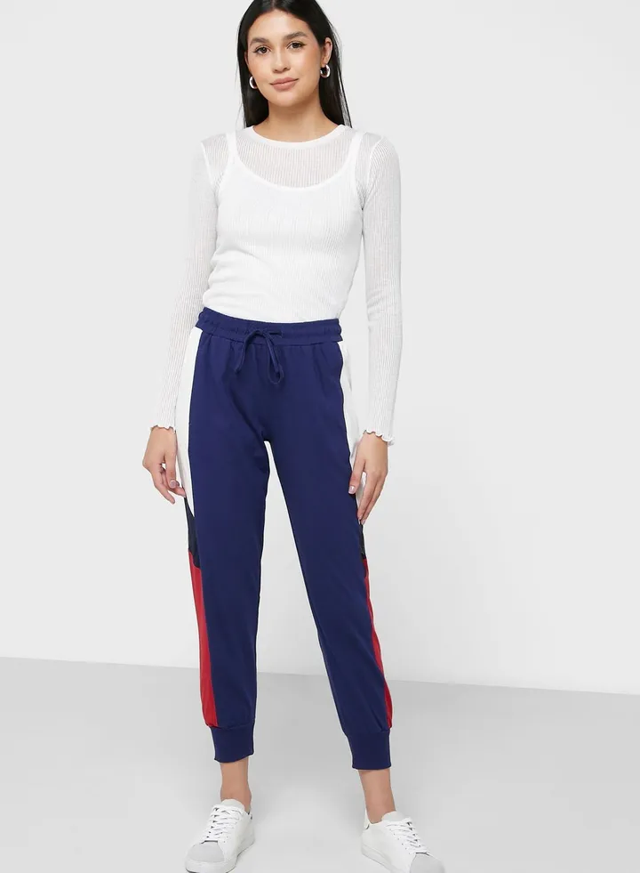 Dressberry Women Navy Blue Pure Cotton Solid Joggers