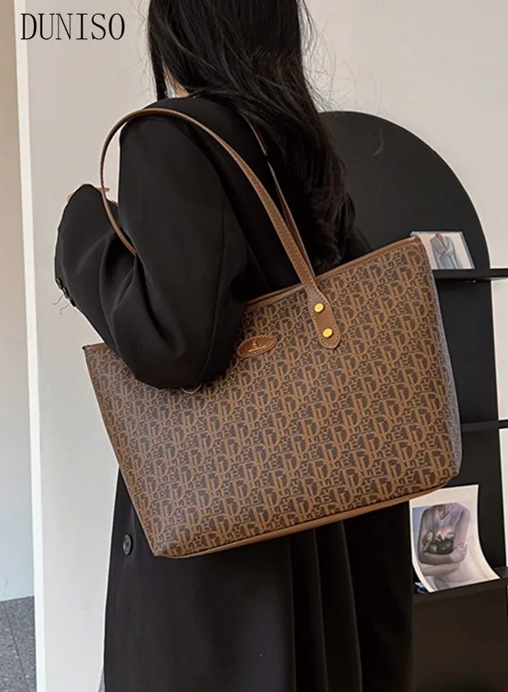 Women's Shoulder Tote Bag Faux Leather Handbag for Women Large Capacity Messenger Fashionable Travel Shoulder Bag for Ladies Girls College Students