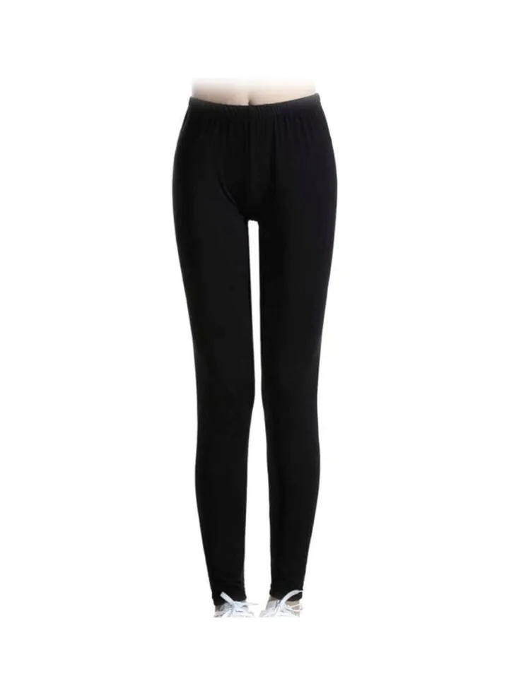 Casual Polyester Leggings Black