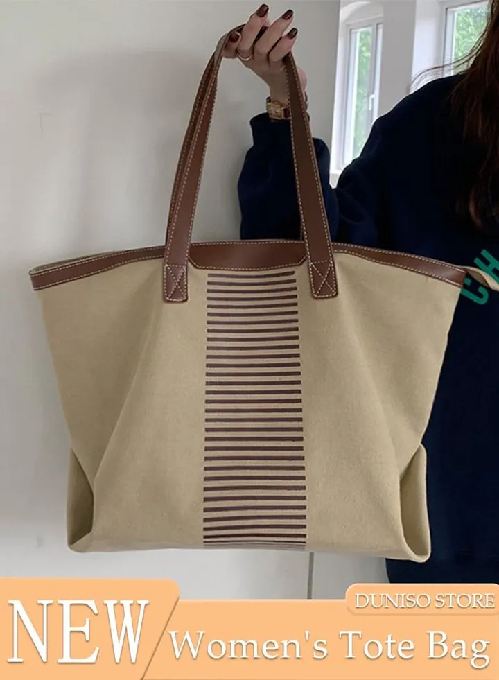 Women's Shoulder Tote Bag Canvas Handbag For Women Large Capacity Bucket Bag Fashionable Travel Messenger Shoulder Bag For Ladies Girls College Students