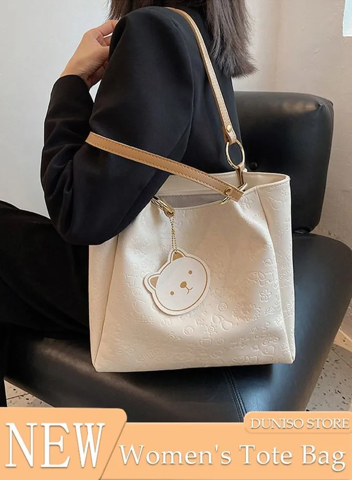 Women's Shoulder Tote Bag Faux Leather Handbag For Women Large Capacity Bucket Bag Fashionable Travel Messenger Shoulder Bag for Ladies Girls College Students