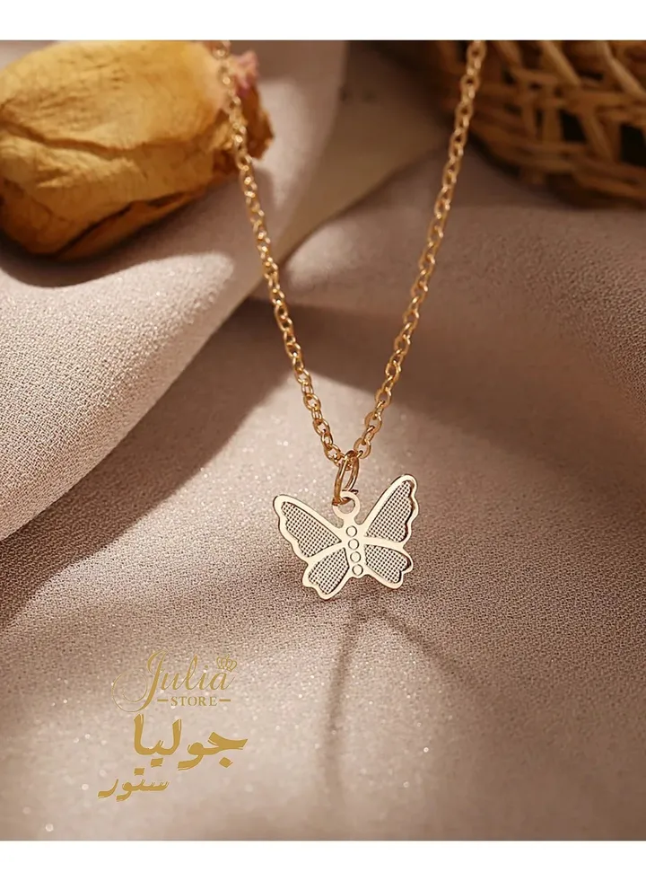 18K Gold Plated Stainless Steel Simple Cute Butterfly Pendant Necklace Minimalist Jewelry Butterfly Choker Necklaces for Women And Girls By Julia Store