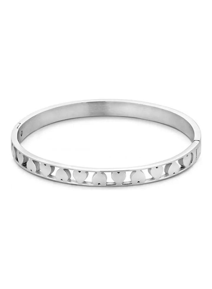 Steel Closed Bangle Bracelet Heart
