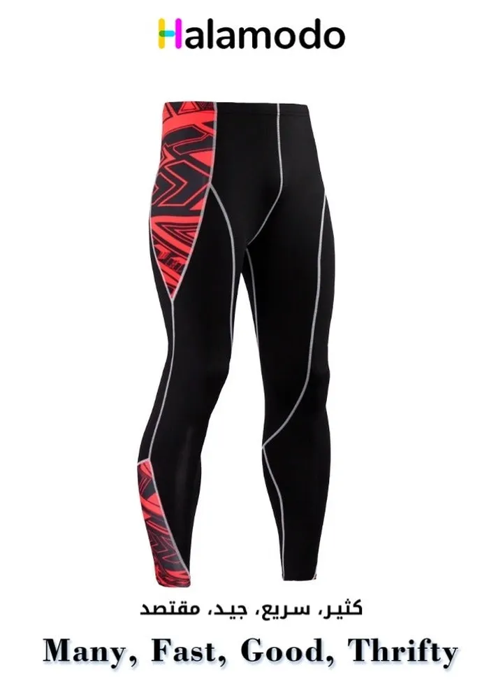 Men's Quick Dry Printed Sports Skinny Pants Suitable for Gym Workout Running Fitness and Yoga Sport