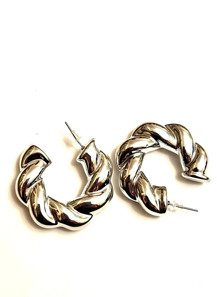 Silver XLarge twisted earrings