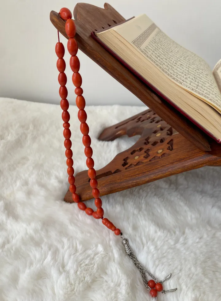 coral natural rosary tasbih prayer beads