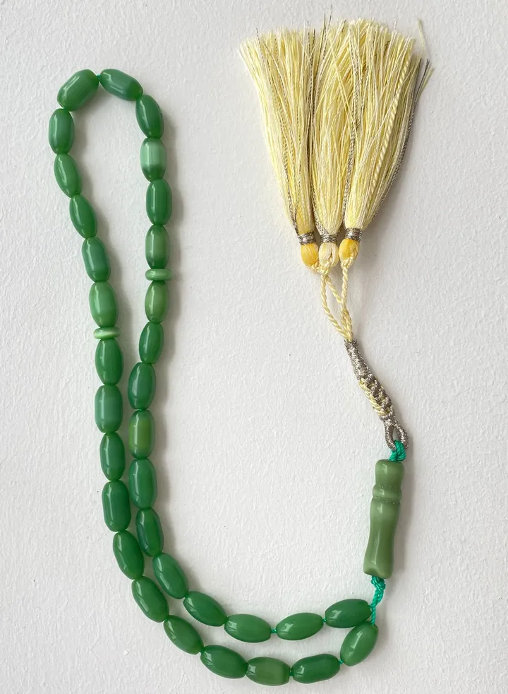 green prayer beads glass green
