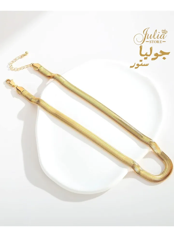 14K Gold Plated Flat Necklace