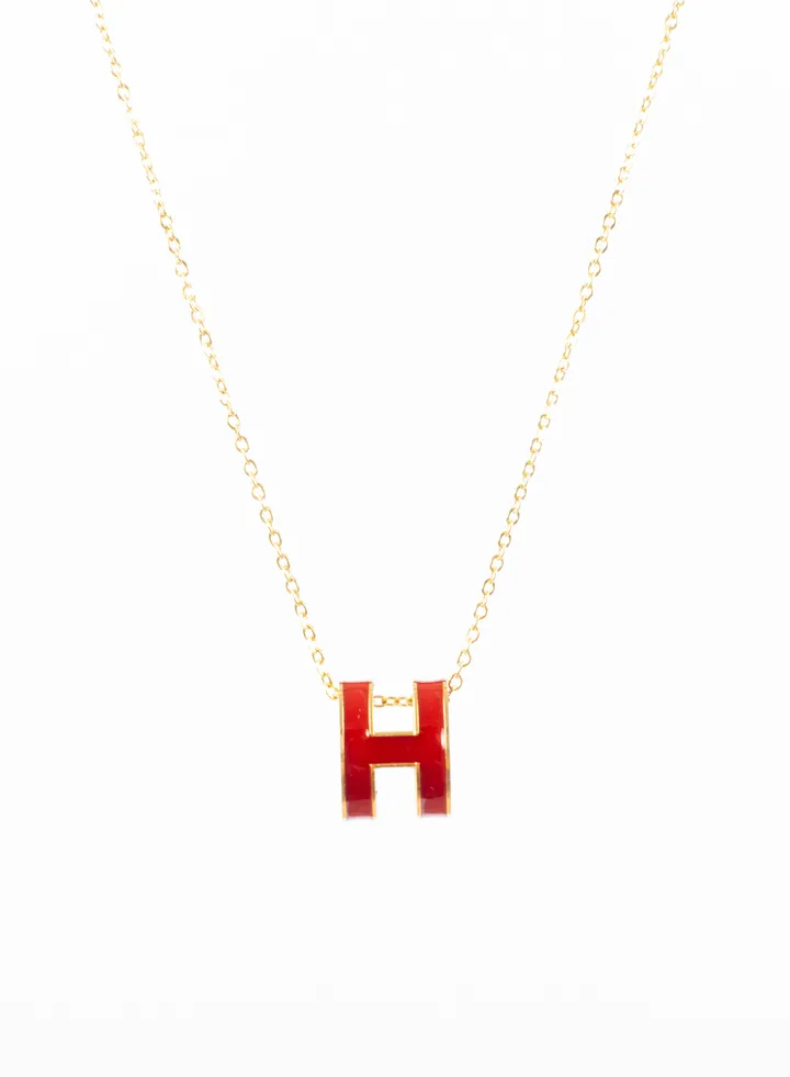 Stainless Steel necklace with H Red pendant