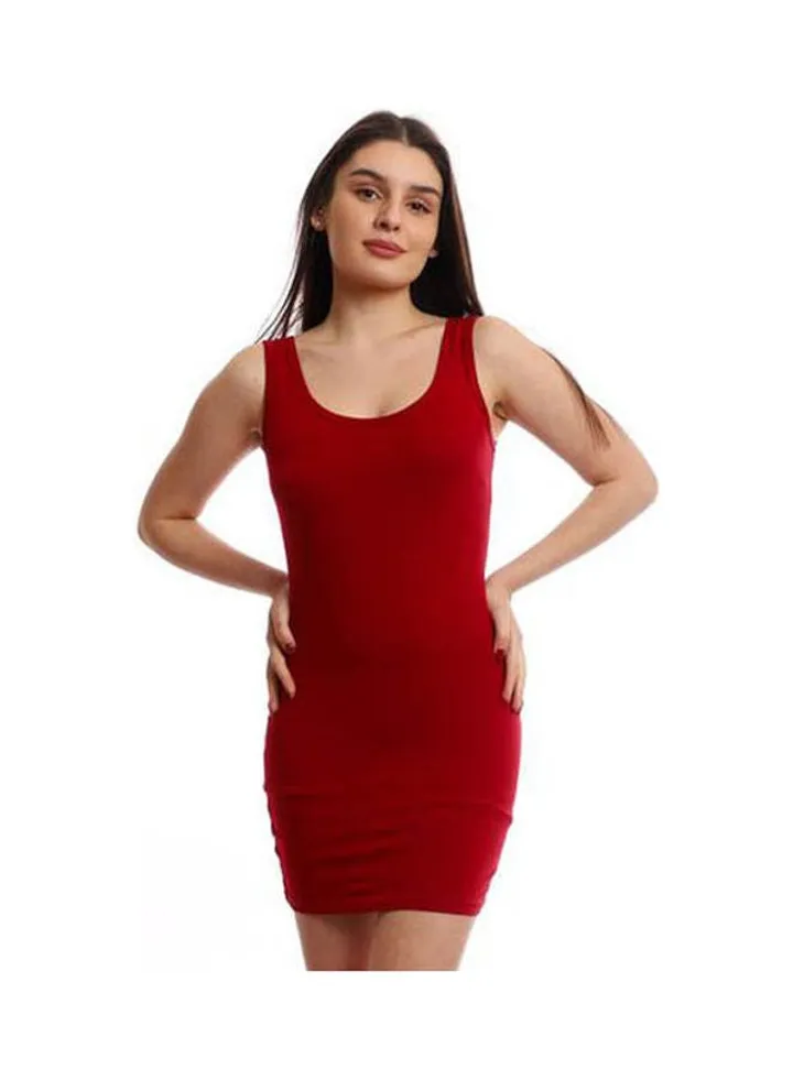Bretelle Short Dress Cotton TankTop Red