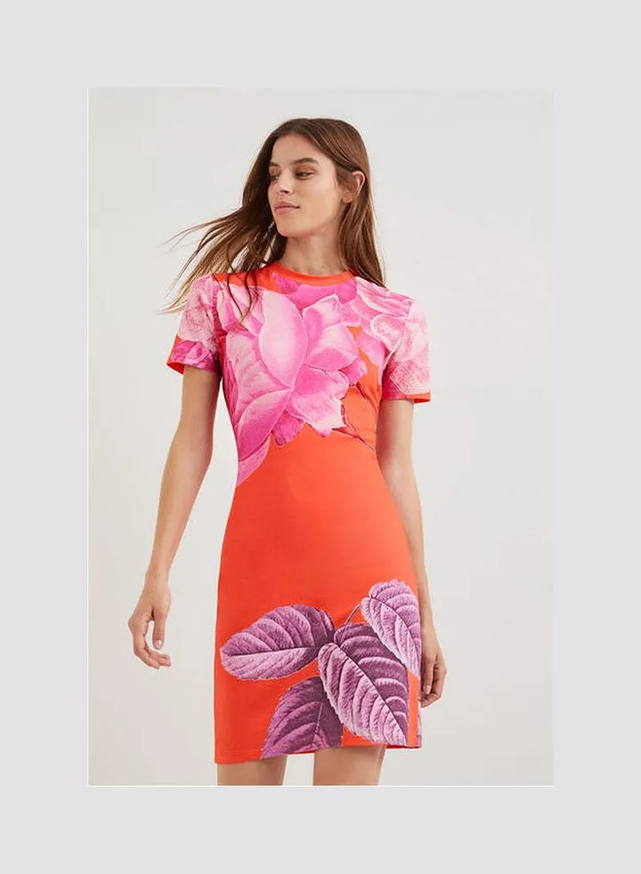 M. Christian Lacroix Peony Dress Orange Print