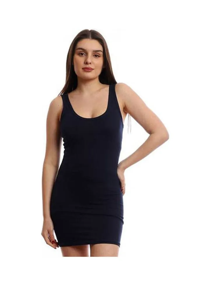 Bretelle Short Dress Cotton TankTop Navy Blue