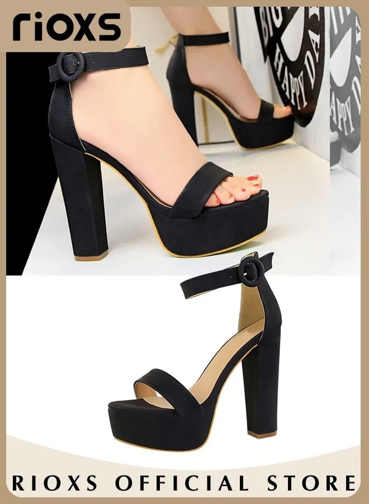 Women's 5.5 inch Hi-Lo High Heel Platform Pump Sandals Elegant Chunky heels Sandals for Women Comfy Open Toe Block for Women Summer Dress Shoes