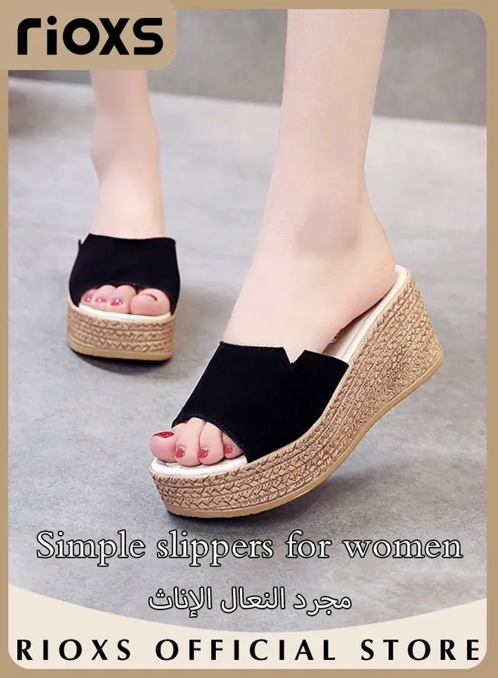 Women's Casual Wedge Slipper Comfortable Non Slip Thick Sole Sandals Fashion Platform Shoes For Indoor Or Outdoor Use