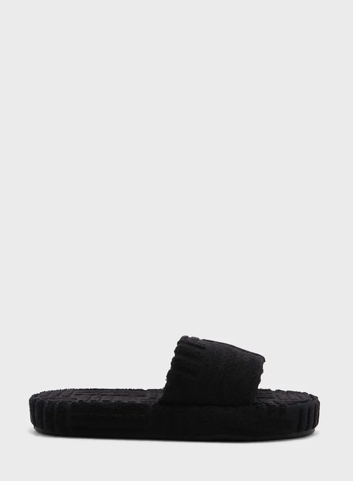 Printed Flannel Flat Sandal