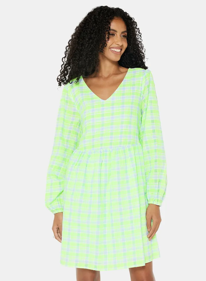 Checked Dress Green