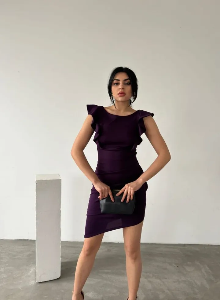Bodycon backless mini dress - Deep Purple