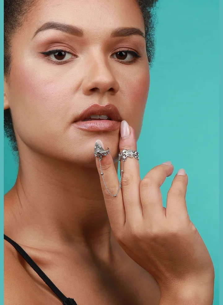 Silver Plated Designer Stone Western Wear Ring For Women