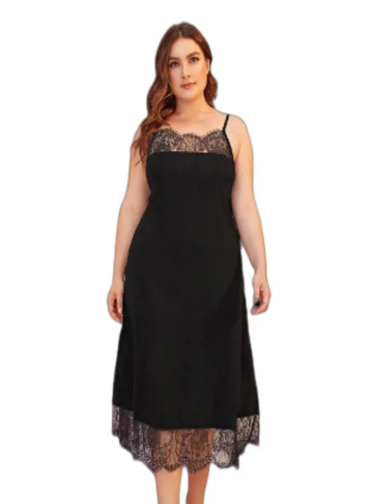 Special size suspender nightgown - black