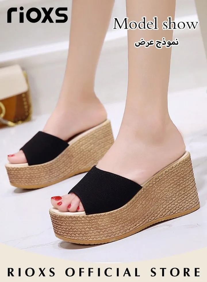 Women's Casual Wedge Slipper Comfortable Non Slip Thick Sole Sandals Fashion Platform Shoes For Indoor Or Outdoor Use