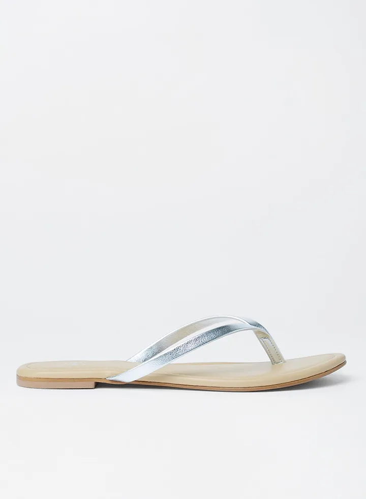 Metallic Flat Sandals Silver