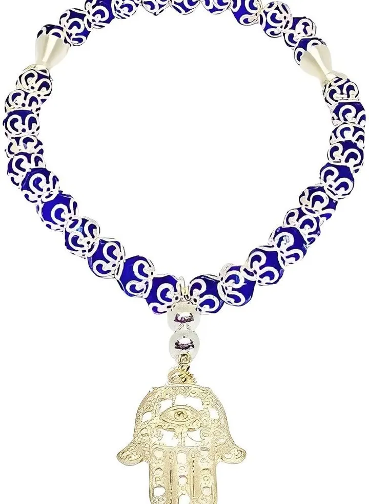 Eye Bead Rosary of 33 blue crystal beads