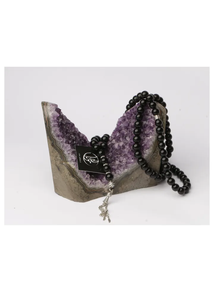 brayer beads Rosary Plain Black Agate (Onyx) 100 beads