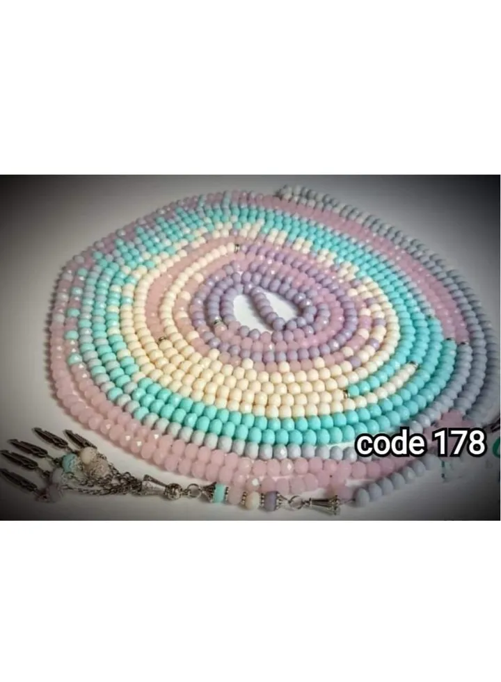 Rosary of 1000 beads of the original matte crystal, multi-colored, with a Quranic beginning and commas of nickel silver