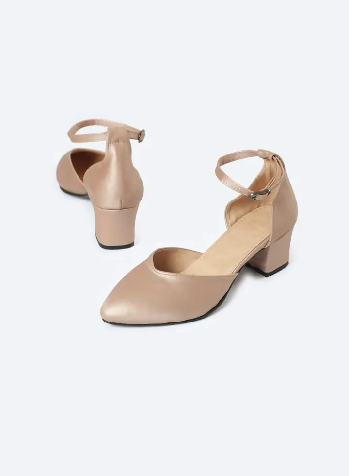 Stain Fabric Textured Heeled Shoes - 5cm Medium Height Heels.