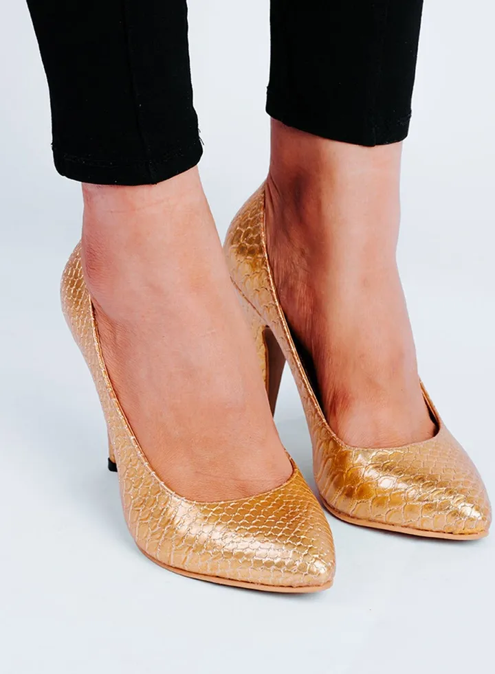 Shoes Heeld Animal Print Snake Texture 9Cm Thin Size
