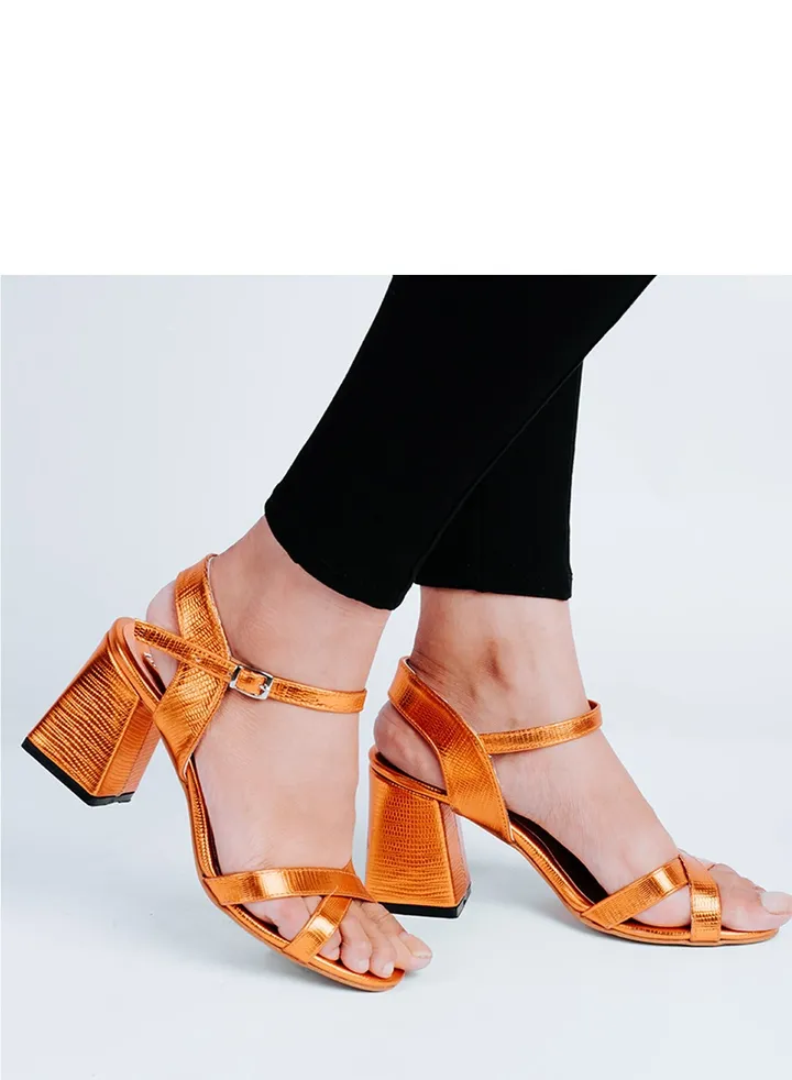 Sandal Heeld Round Shape Animal-S Print Texture Metalice Zcm Muduim Size