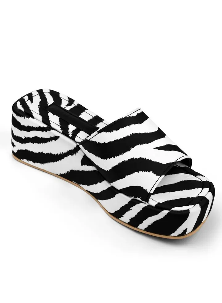 Platforma Zebra Satin Platform Slippers